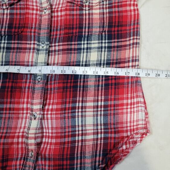 Kavu Billie Jean Button Red and Blue Flannel Plaid Shirt - Size Small - Picture 9 of 11